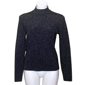 MICHAEL Michael Kors Black Silver Metallic Sweater, Mock Neck Women's Size XL